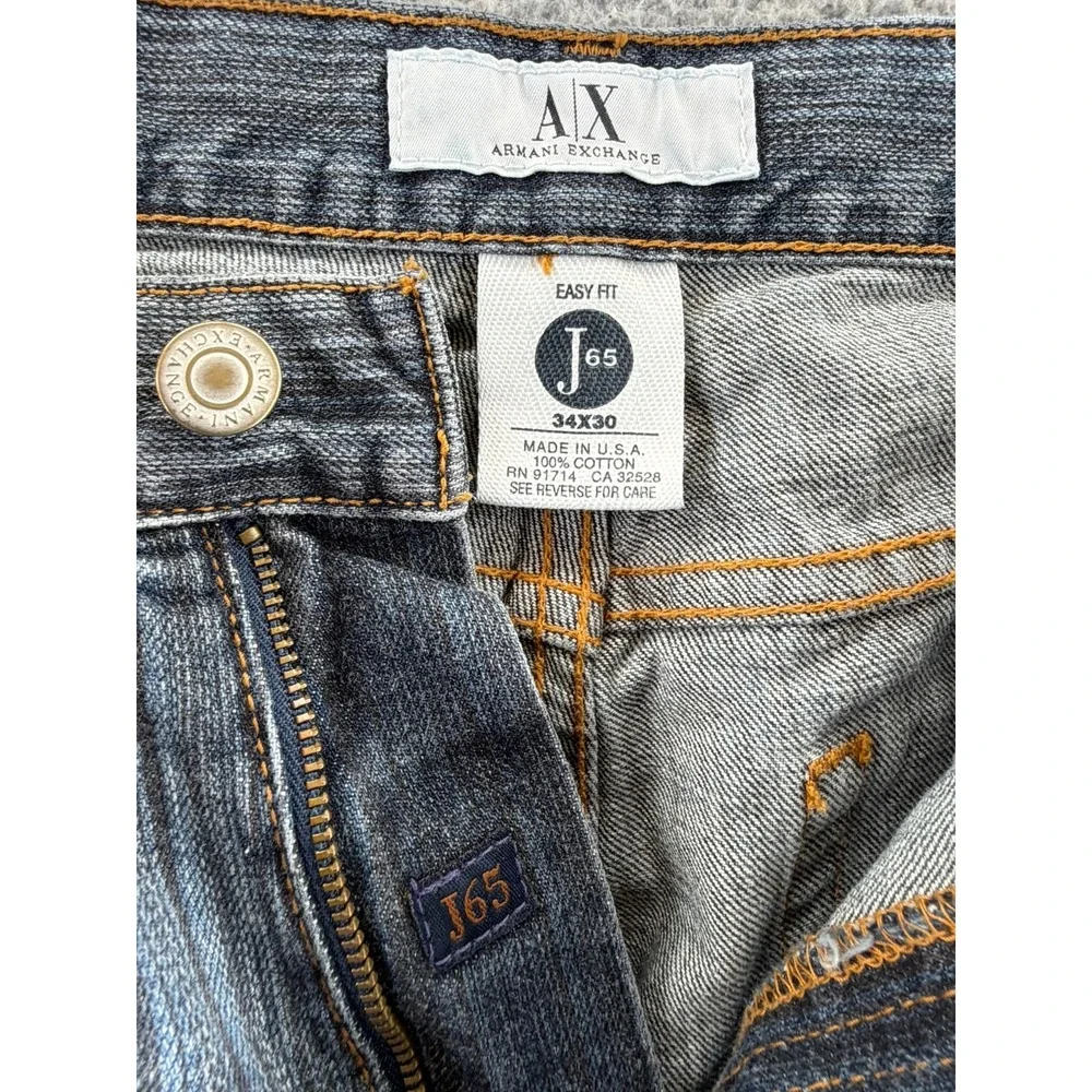 Armani Exchange J65 Easy Fit Jeans Mens 34x30 Blue Dark Wash Straight Leg USA
